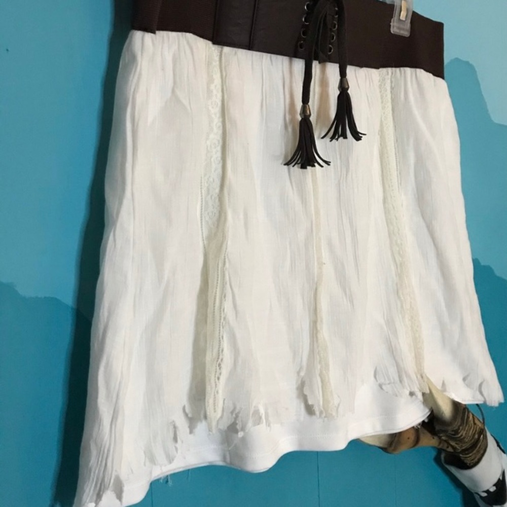 Boho style Tattered-edge stretchy fluttery summer skirt XL